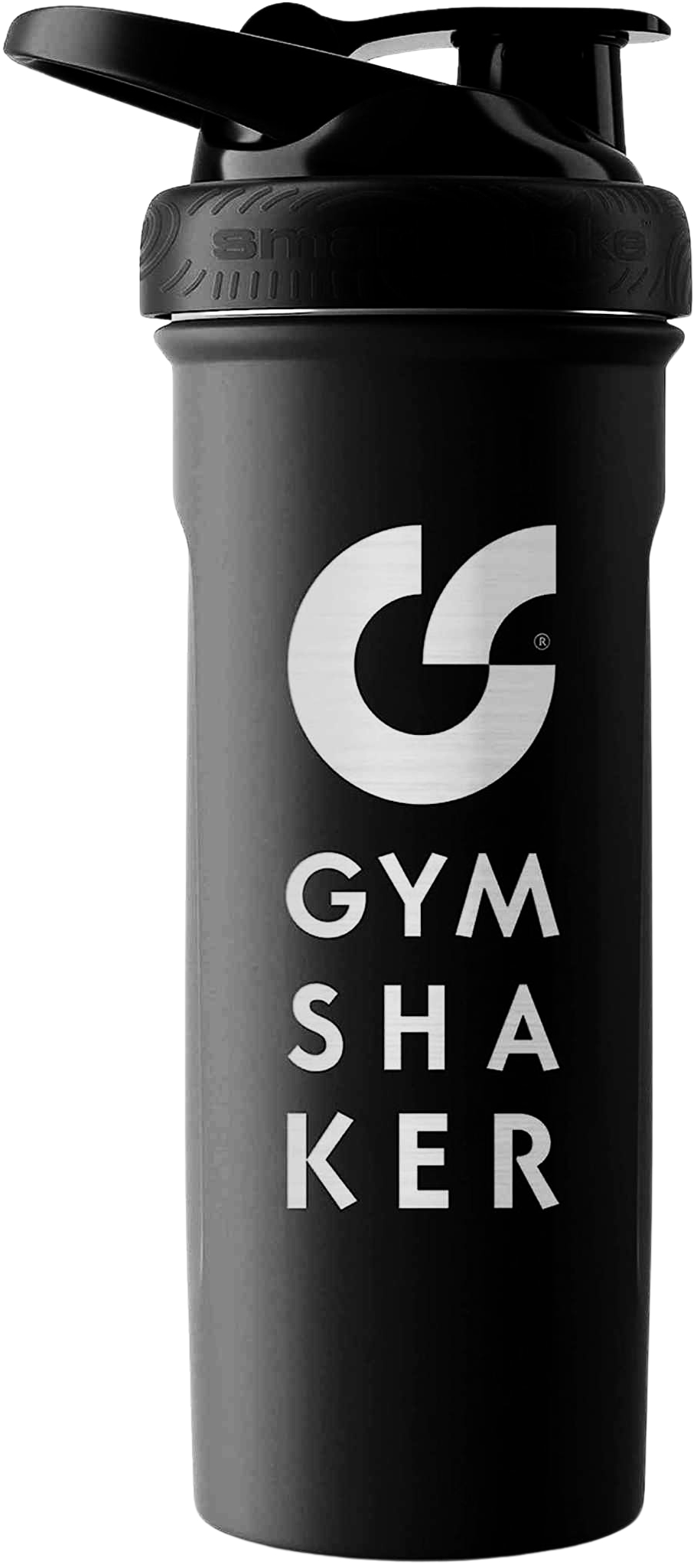 GYMSHAKER Protein Shaker Edelstahl isoliert Schwarz