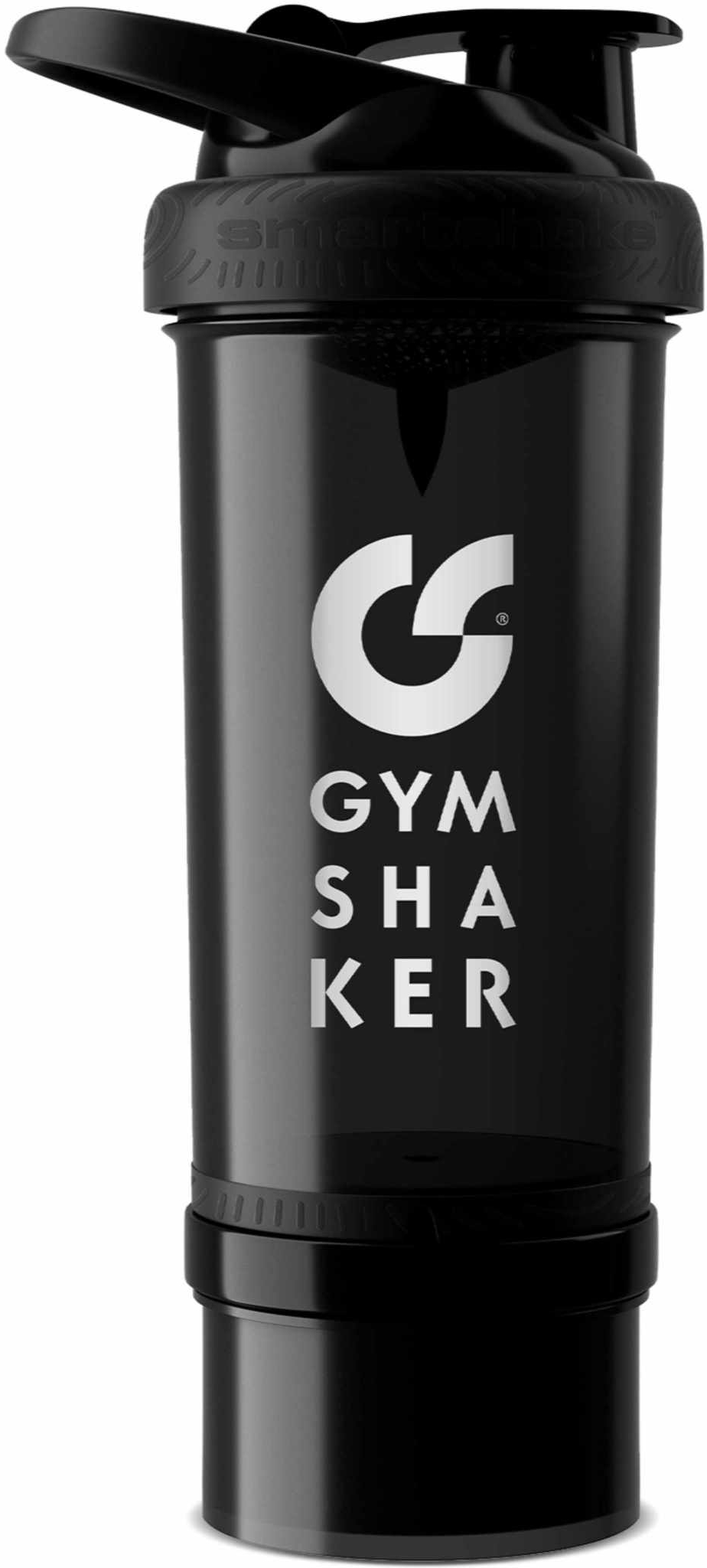 GYMSHAKER Protein Shaker mit Pulverfach Schwarz